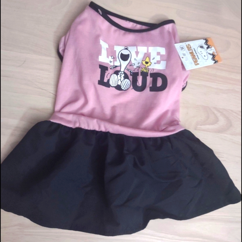 Peanuts Snoopy Love Loud Print Pink Puppy Dog Dress